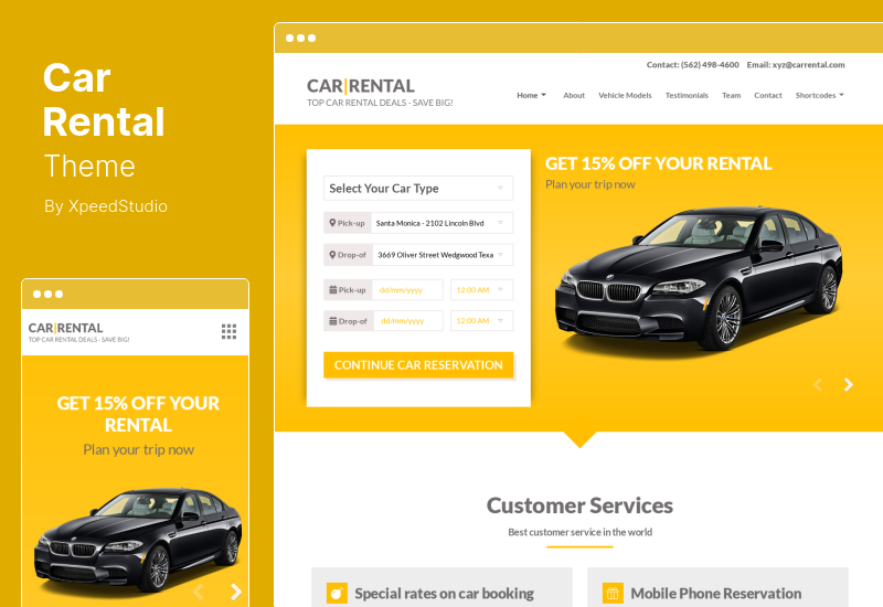 Car Rental Theme - Car Rental WordPress Theme
