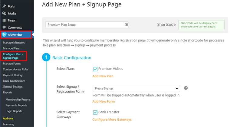Configure ARMember Signup Page