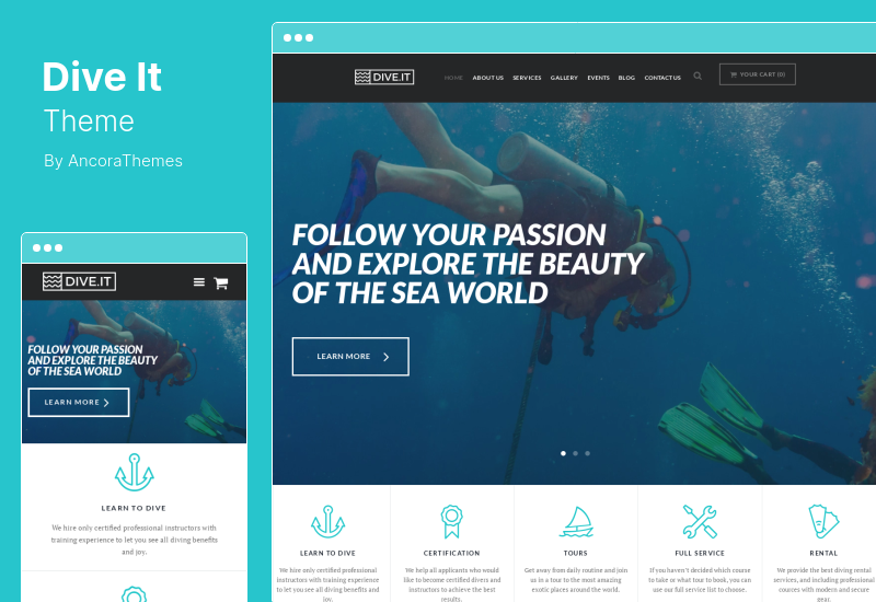 DiveIt Theme -  Scuba Diving School, Sea Adventure & Travel WordPress Theme