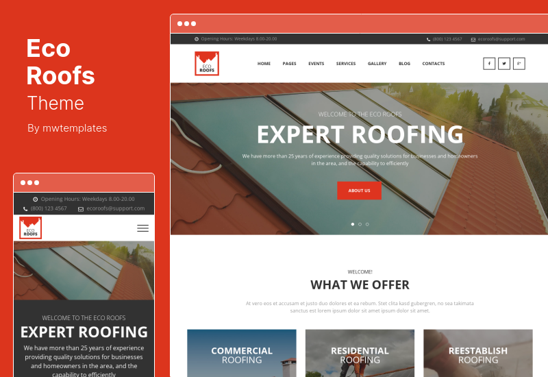 Eco Roofs Theme - Housetop Repair & Renovation WordPress Theme