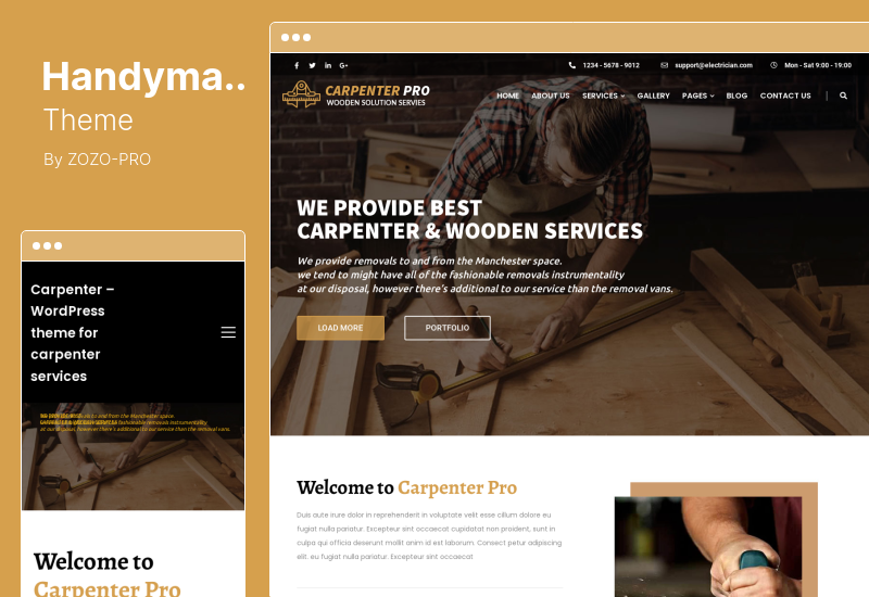Handyman Theme - Electrician, Barber and Carpenter Services WordPress Theme