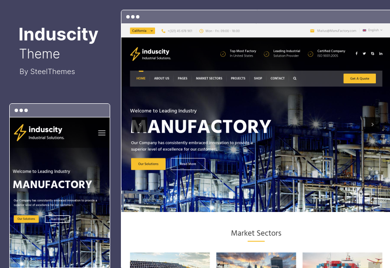 Induscity Theme - Factory Manufacturing WordPress Theme