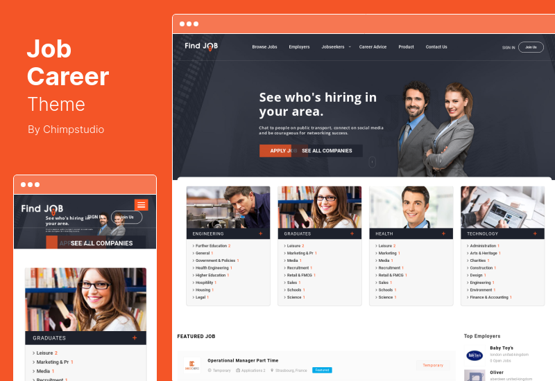 JobCareer Theme - Job Board Responsive WordPress Theme