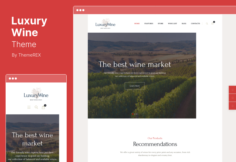 Luxury Wine Theme - Liquor Store Vineyard WordPress Theme