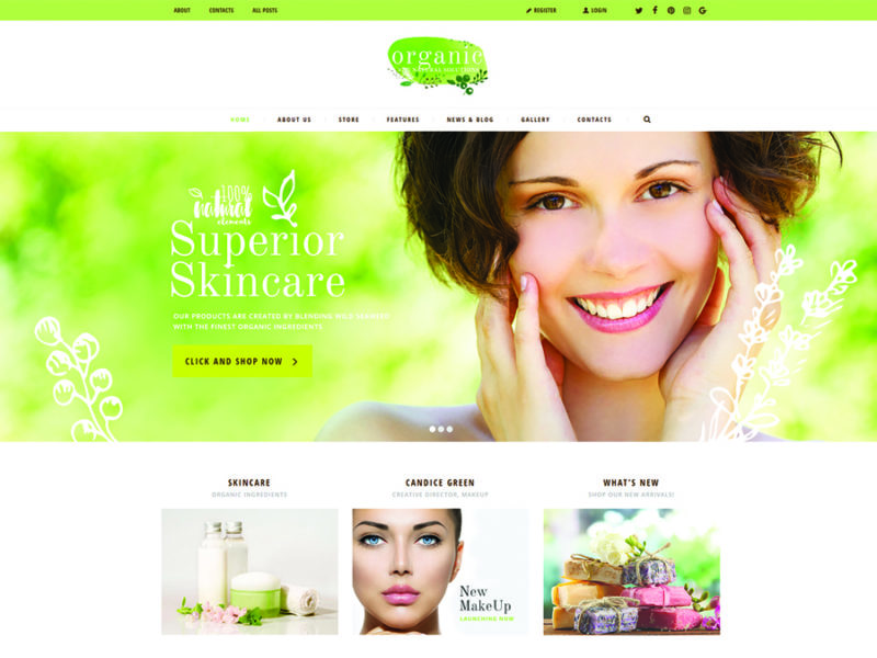 Organic Beauty Store & Natural Cosmetics WordPress Theme