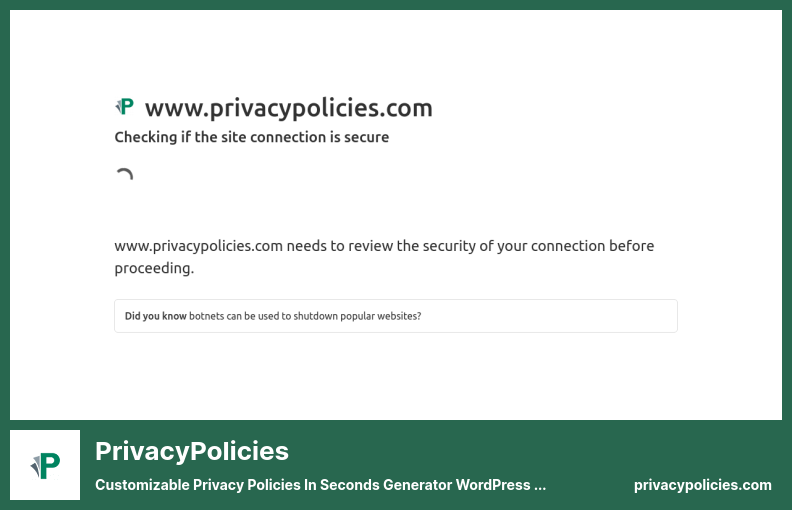 PrivacyPolicies Plugin - Customizable Privacy Policies in Seconds Generator WordPress Plugin