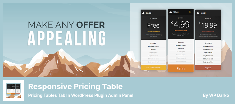 Responsive Pricing Table Plugin - Pricing Tables Tab in WordPress Plugin Admin Panel