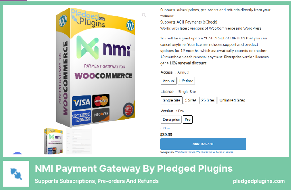 NMI Payment Gateway Plugin - Supports Subscriptions, Pre-orders and Refunds