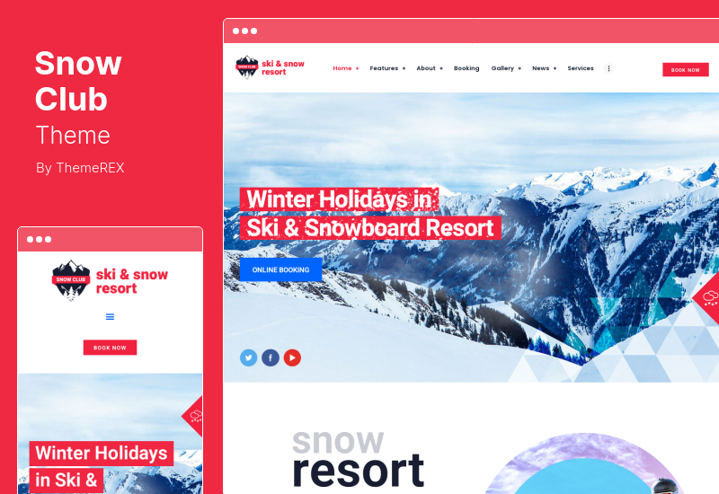 Snow Club Theme - Ski Resort and Snowboard Classes WordPress Theme