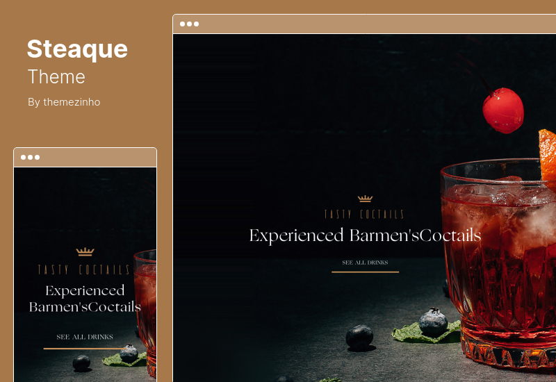 Steaque Theme - Restaurant and Cocktail Bar WordPress Theme