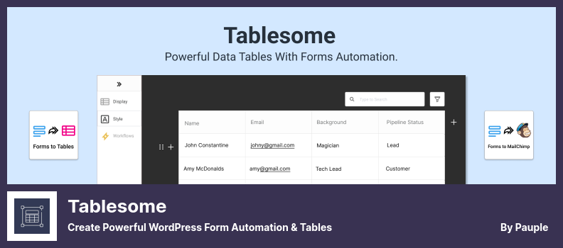 Tablesome Plugin - Create Powerful WordPress Form Automation & Tables