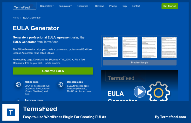 EULA Generator by TermsFeed Plugin - Easy-to-use WordPress plugin for creating EULAs