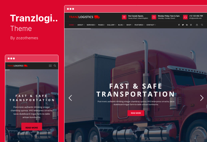 Tranzlogistics Theme - Logistics & Cargo Shipping WordPress Theme