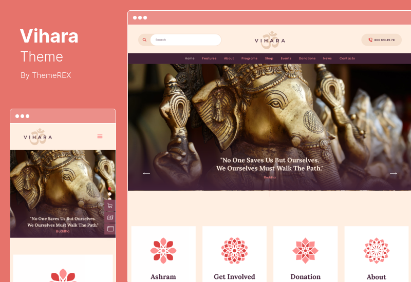 Vihara Theme - Ashram Oriental Buddhist Temple WordPress Theme