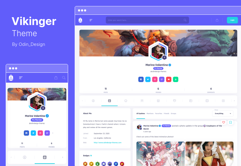 Vikinger Theme - BuddyPress and GamiPress Social Community WordPress Theme