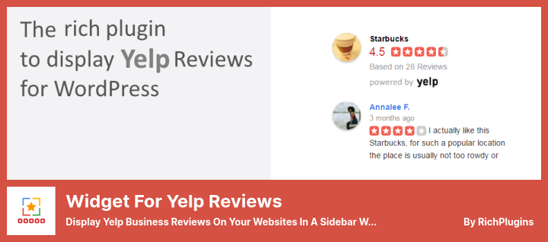 Widget for Yelp Reviews Plugin - Display Yelp Business Reviews On Your Websites in a Sidebar Widget.