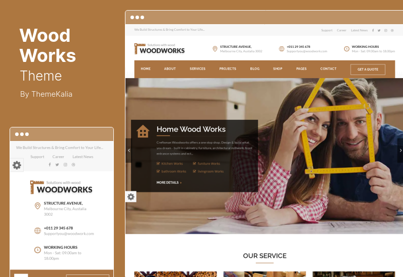 Wood Works Theme - Carpenter and Craftsman Business WordPress Theme