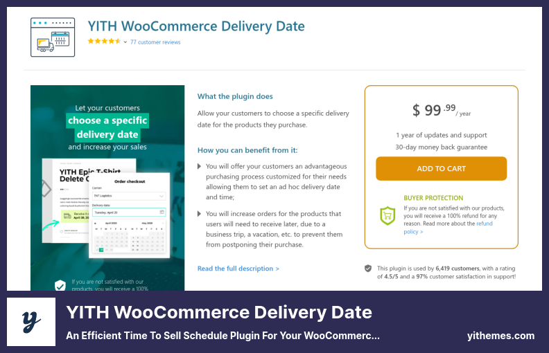 YITH WooCommerce Delivery Date Plugin - an Efficient Time to Sell Schedule Plugin for Your WooCommerce Website