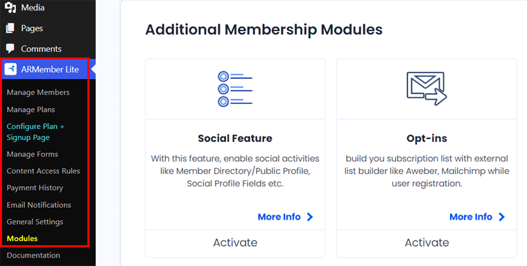 ARMember Add-ons and Modules Available