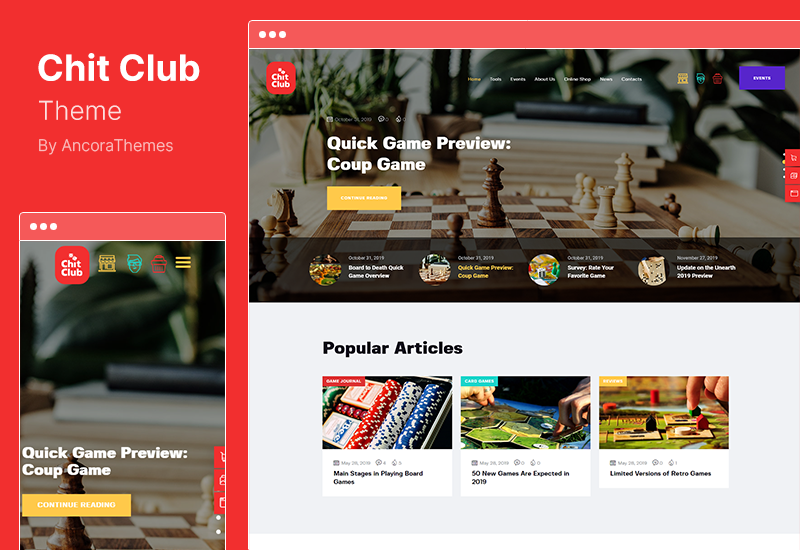 Chit Club Theme - Board Games Club  Anticafe WordPress Theme