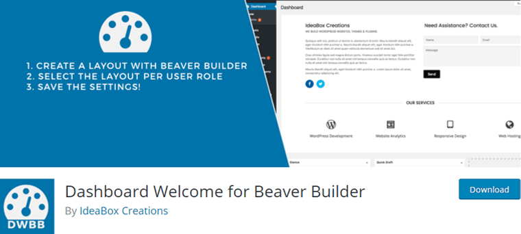 Dashboard Welcome for Beaver Builder