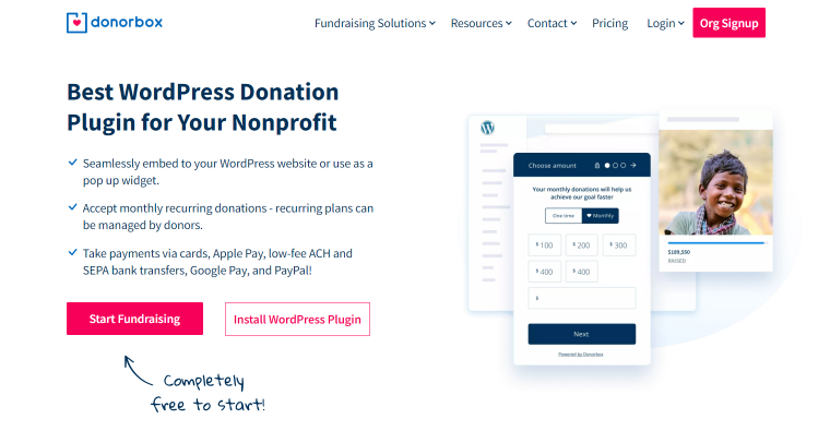Donorbox plugin homepage