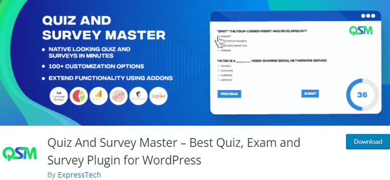 Quiz and Survey Master WordPress Plugin