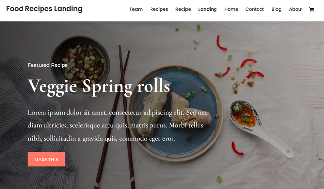 Food blog template by Divi