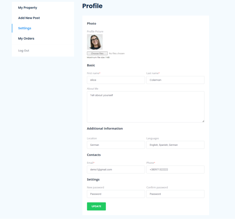 Custom WordPress user profile page