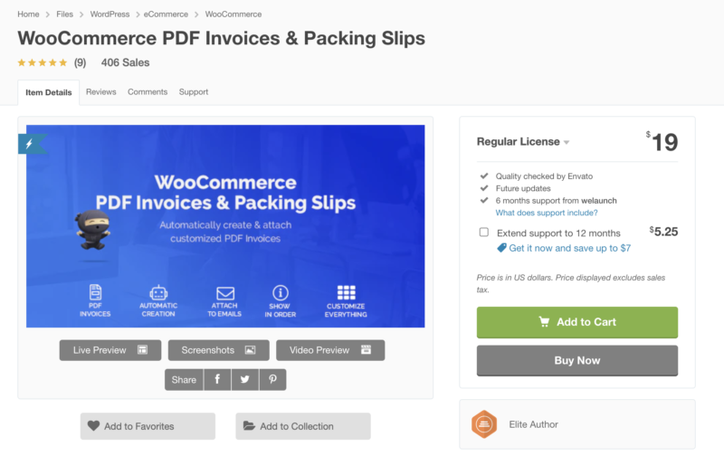 WooCommerce PDF Invoices Packing Slips plugin