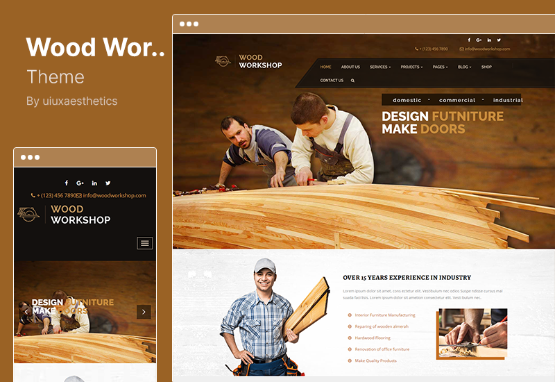 Wood Workshop Theme - Carpenter Craftsman WordPress theme