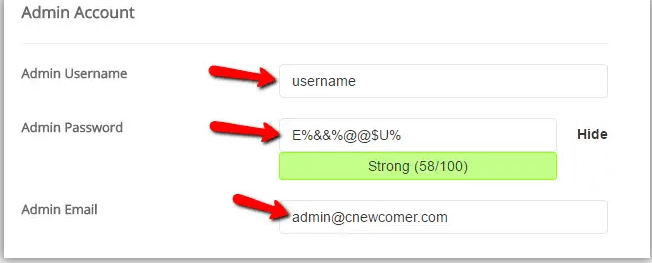 Your username and password to the admin panel of the site