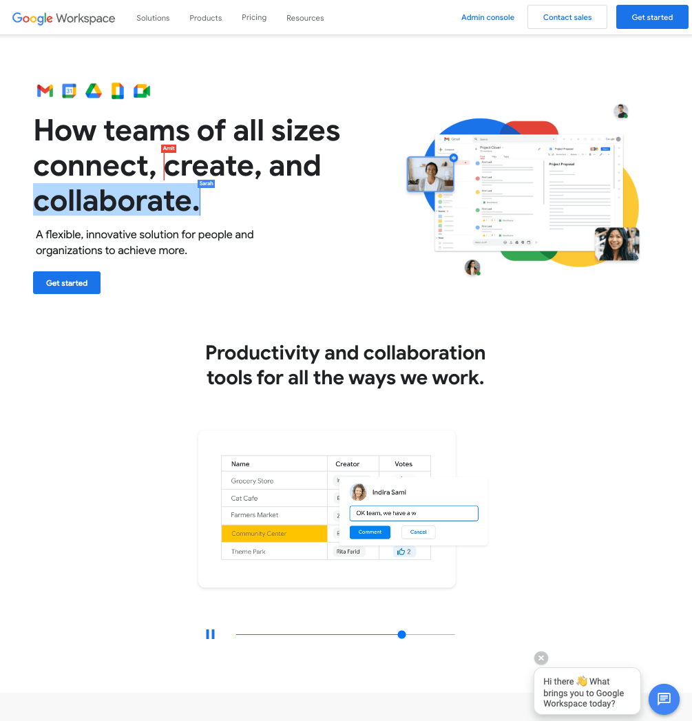landing page examples: Google Workspace