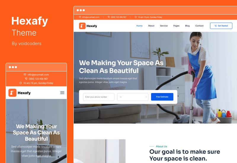 Hexafy Theme - Cleaning company WordPress Theme