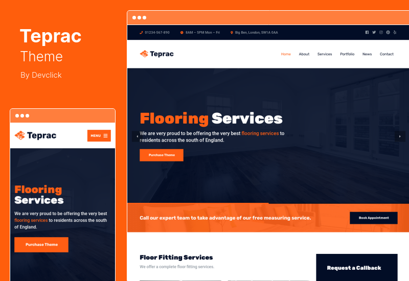 Teprac Theme - Flooring Services WordPress Theme