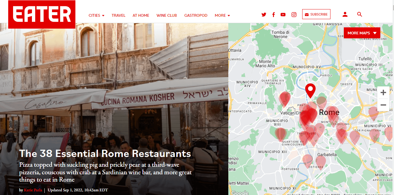 A post about the best restaurants in Rome