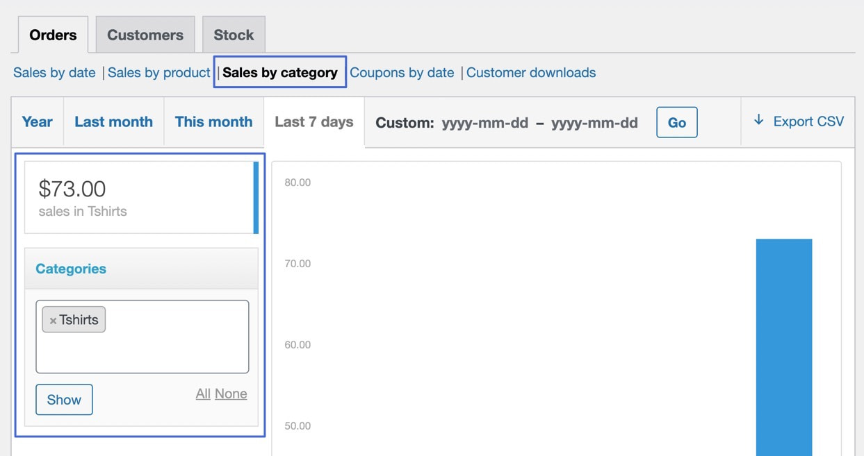 a filter for product categories while using WooCommerce to export orders via CSV