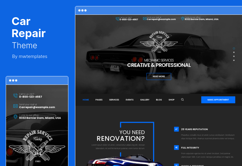 CarRepair Theme - Auto Mechanic & Adjustment WordPress Theme