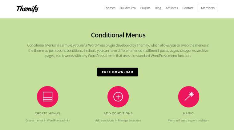 conditional menus plugin welcome page