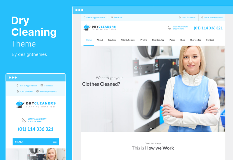 Dry Cleaning Theme - Laundry Cleaning and Dry Cleaners WordPress Theme