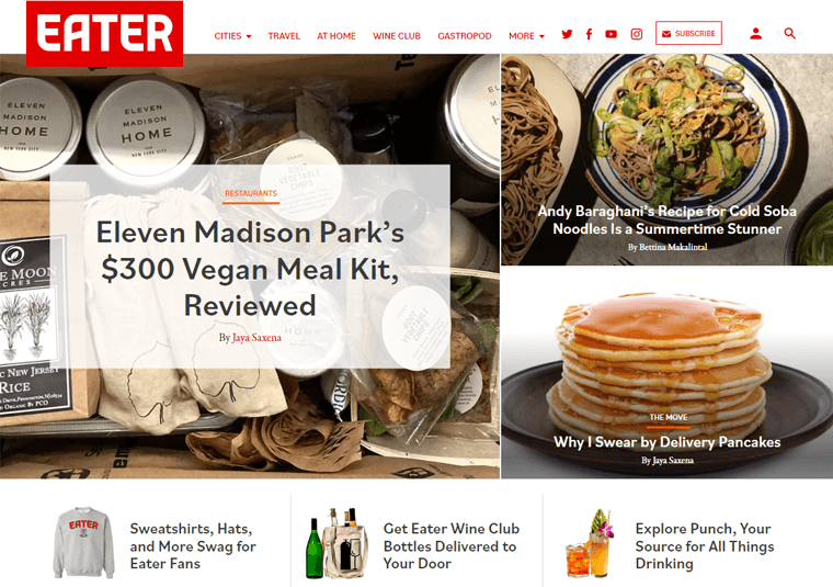 Eater - Food Blog Website Examples