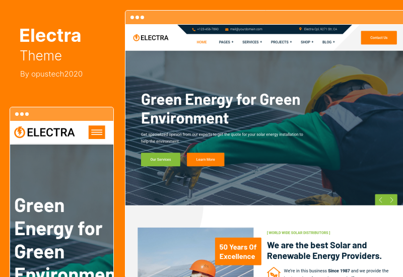 Electra Theme - Solar & Renewable Energy WordPress  Theme