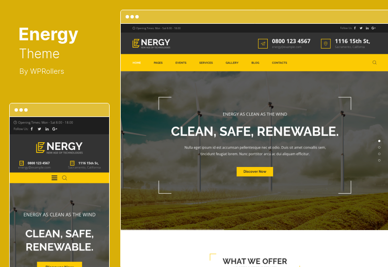 Energy Theme - Solar and Wind Alternative Power WordPress Theme