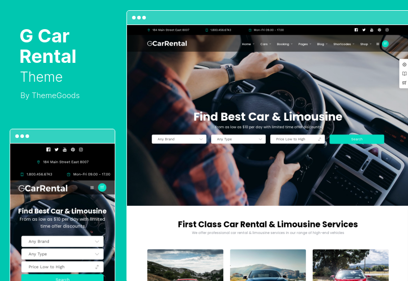 GCar Rental Theme - Car Rental and Limousine WordPress Theme