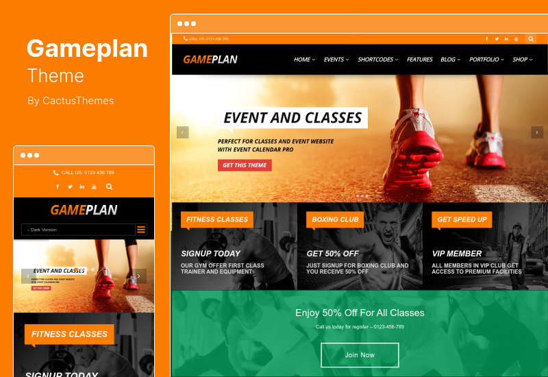 Gameplan Theme - Event and Gym Fitness WordPress Theme