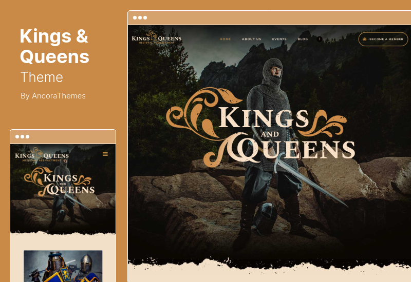 Kings & Queens Theme - Historical War Medieval Reenactment WordPress Theme