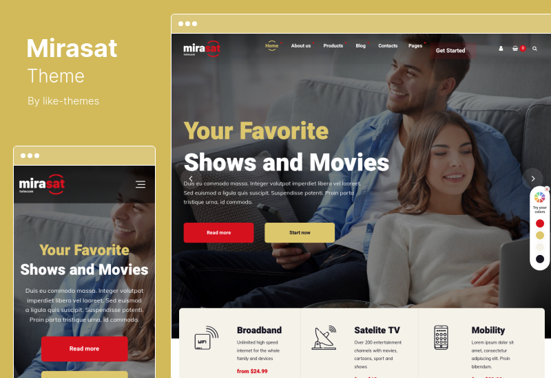 Mirasat Theme -  Internet Provider and Satellite TV WordPress Theme