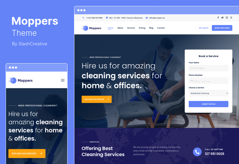 Moppers Theme - Cleaning Company and Services WordPress Theme