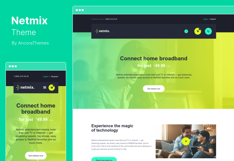 Netmix Theme - Broadband & Telecom Internet Provider  WordPress Theme
