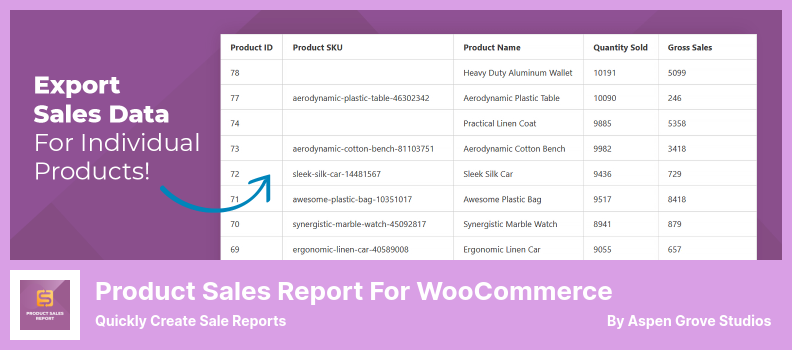 Product Sales Report for WooCommerce Plugin - Quickly Create Sale Reports